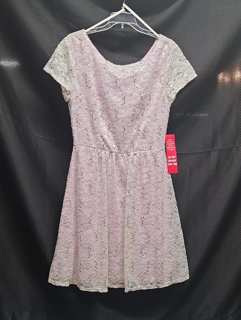 Lavender Lace Fit & Flare Prom Dress